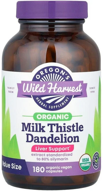 오레곤 와일드 하베스트 Oregon's Wild Harvest 유기농 밀크시슬 민들레 베지 캡슐 180정125630원산지:기타, 1개 - 쿠팡