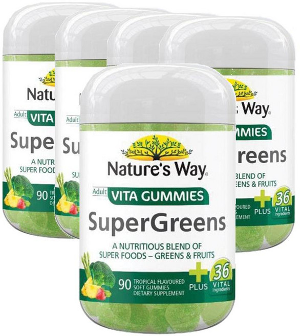 뉴질랜드 네이쳐스웨이 Nature's Way Vita Super Greens 비타구미 슈퍼그린, 90정, 5개
