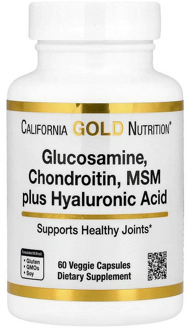 캘리포니아골드뉴트리션 글루코사민 콘드로이틴 MSM 히알루론산 60베지캡슐, 1개, 60정
