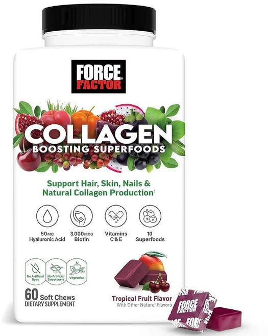 Force Factor 포스팩터 콜라겐 부스팅 슈퍼푸드 캡슐 60정, 소프트 츄, 1개 - 쿠팡