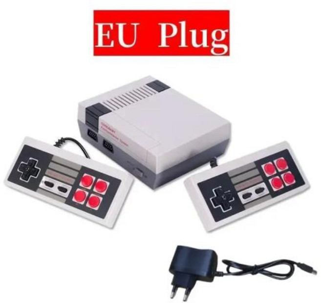 레트로게임기 고전게임 오락실게임기 옛날게임 미니 TV 휴대용 가족 레크리에이션 비디오 게임 콘솔 AV 출력 레트로 내장 620 클래식 듀얼 게임패드 플레이어 고전게임 오락실게임 레, 1) EU Plug
