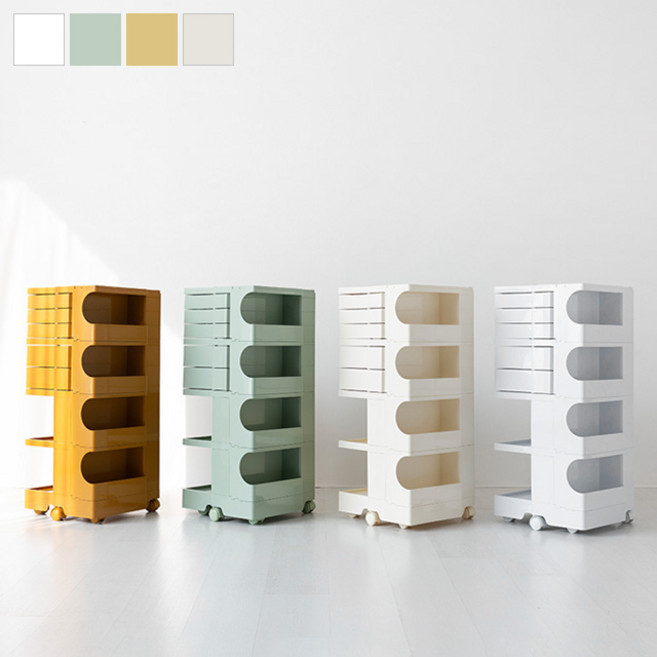 마켓비 빙그리 회전서랍 트롤리 높은3.2단, 크림 3341.2261