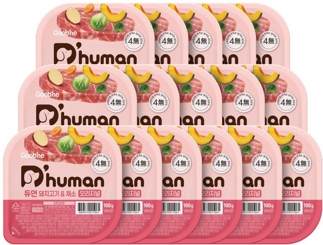 굽네듀먼 강아지 자연화식 100g 16팩 골라담기, 돼지&채소 오리지널, 16개