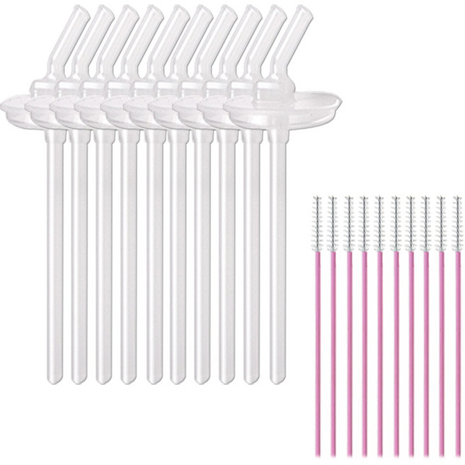 [100%국내제조]푸고 빨대컵 교체형 빨대리필 10P+세척솔10P, 랜덤, 1세트, 10ml