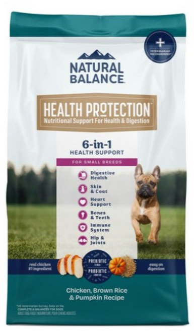 내추럴발란스 어덜트 강아지 헬스프로텍션 현미 & 호박 스몰브리드 레시피 건식사료, 닭, 1.81kg, 1개