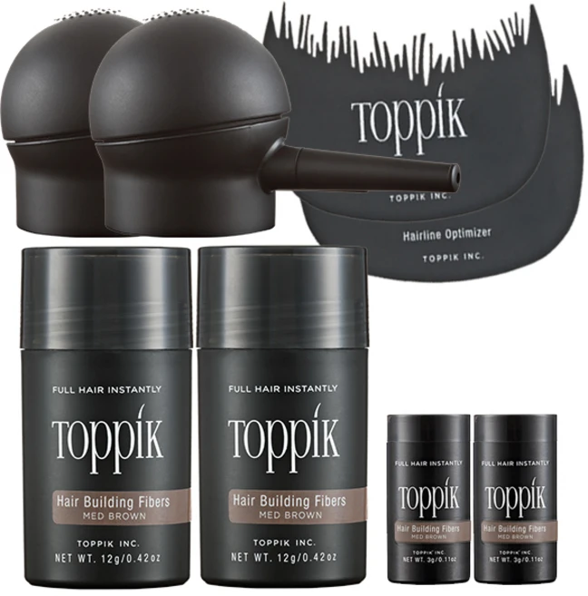 TOPPIK 토픽 흑채 12g 2세트 중간갈색 천연케라틴 증모제 에어쿠션 새치커버, 중간갈색 12g, 2개 - 쿠팡