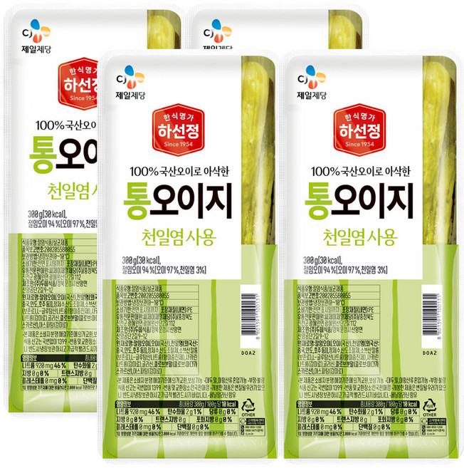 하선정 CJ 통오이지, 4개, 300g