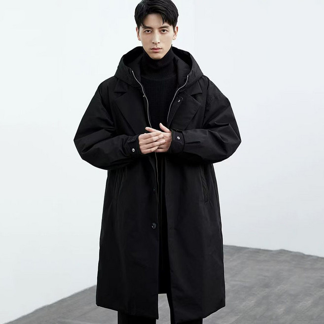 옌츠 남자 빅 사이즈 후드 하프 트렌치 오버핏 패딩 웰론 250918