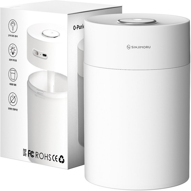 신지모루 오퓨리엠 테이블 미스트 USB 무드등 미니 가습기 600ml, OPRM_MIST_TBL_WT_SJM, 화이트