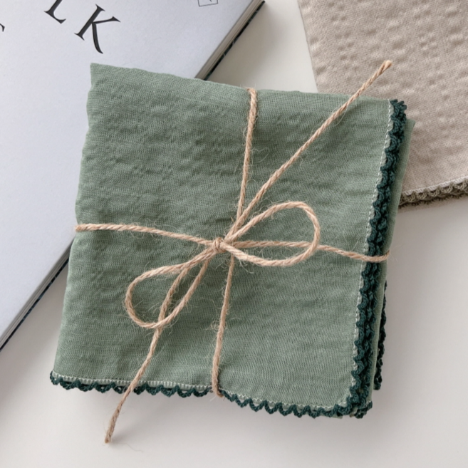 여성손수건 면손수건 여자 스카프 목수건 쁘띠스카프 간절기 레이스 에티켓 무릎덮개 데일리 등산 매너 국내생산