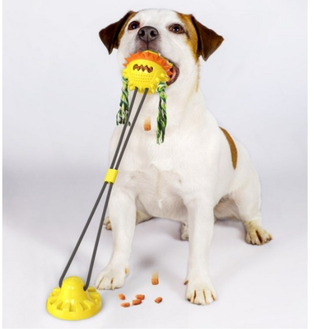 드방스 애견 부착 터그놀이 장난감, 노랑, 1개