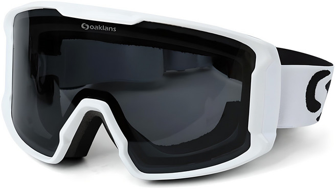 오클랜즈 S7 프리미엄 스키 고글 + 하드케이스 + 클리너겸용파우치, 화이트프레임 + 스모그렌즈, 1개