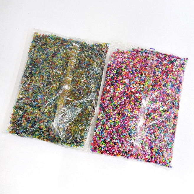 [훈민] 극소비즈 씨드비즈 1개 (500g) 2종선택 2mm 3mm 혼합색 꽃반지 악세사리 공예, 투명(2mm)