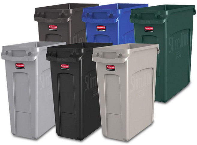 러버메이드 벤티드 슬림짐 대용량 쓰레기통 60L 87L, 회색, 1개