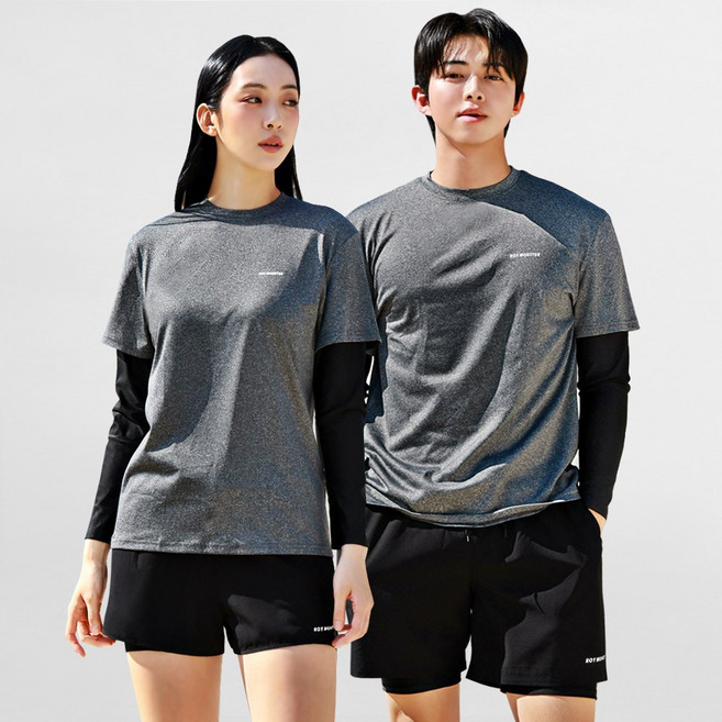 로이몬스터 남녀 상하의 2장세트 투인원래쉬가드 체형커버 루즈핏 빅사이즈 ~3XL 까지/ROY MONSTER