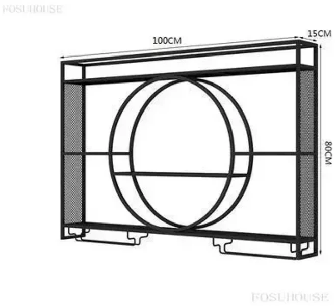 북유럽 스타일 와인 캐비닛 심플 레드 바 홈 거실 벽 수납 랙 철제 레스토랑 디스플레이, 04 100X15X80cm black, 1개