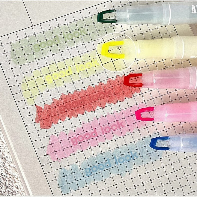 더블헤드 형광펜 5종 세트 컬러 선택형 감성 문구 다꾸펜, 마카롱컬러