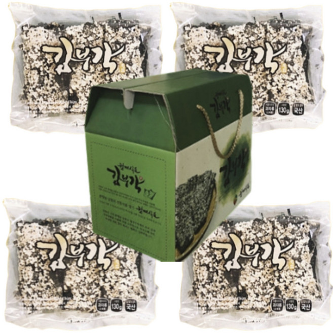 남원 월매식품 김부각 130g(12장) 4봉지 선물세트 바삭바삭 고소한 영양반찬, 1개, 520g