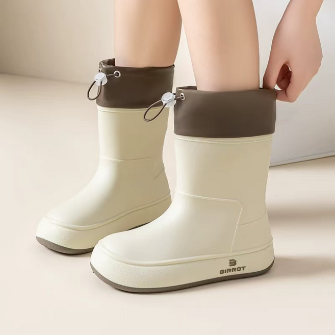 로젤라 여성 패션 레인부츠 가볍고 미끄럼 방지 스트랩 중간 기장 레인부츠