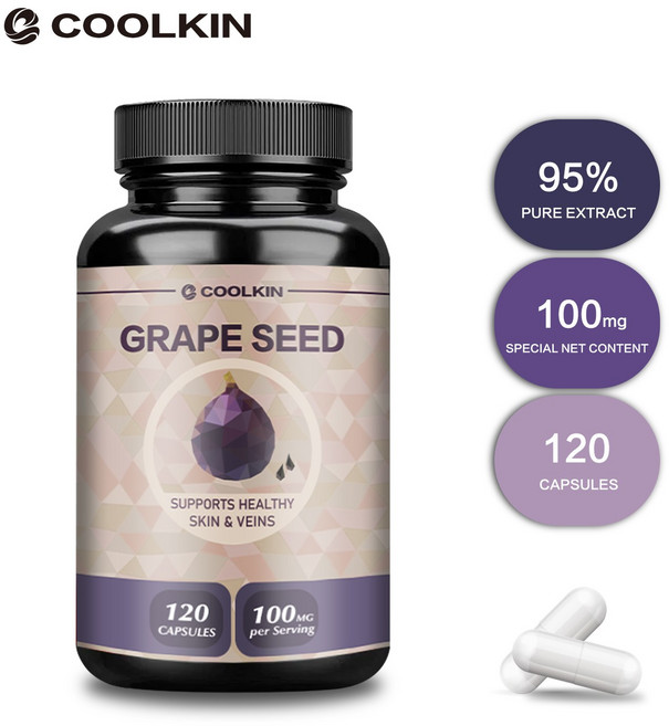 포도씨 120개입 100mg - 심혈관 건강 - 폴리페놀 95% 항산화제, 1개, 60정