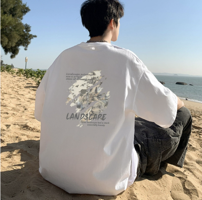 마레앙코 남자 오버핏 프린팅 빅사이즈 루즈핏 반팔 티셔츠