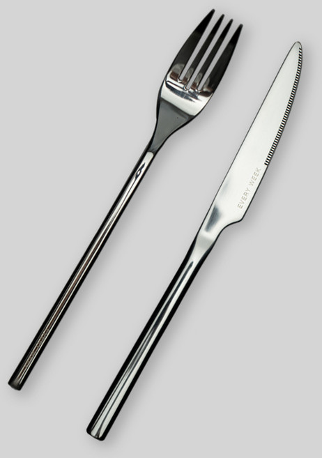 에브리윅 304스테인리스 커트러리 나이프 포크 세트, 유광, 1개, 포크 1p + 나이프 1p (박스미포함)