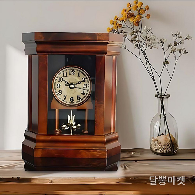 엔틱 탁상시계 유럽풍 빈티지 원목 시계 복고풍 장식, 브론즈