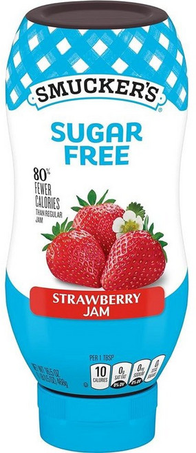 Smucker's 무설탕 딸기 짜낼 수 있는 잼 467.8g(16.5온스), 467.8g, 1개