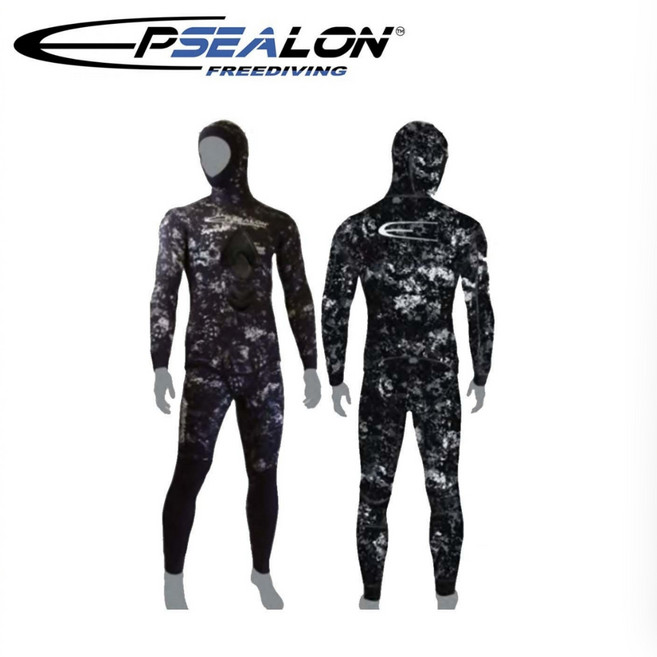 【海豹潛水】法國 EPSEALON 黑魂迷彩防寒衣套裝 - 高彈性舒適潛水服, 3mm,4號