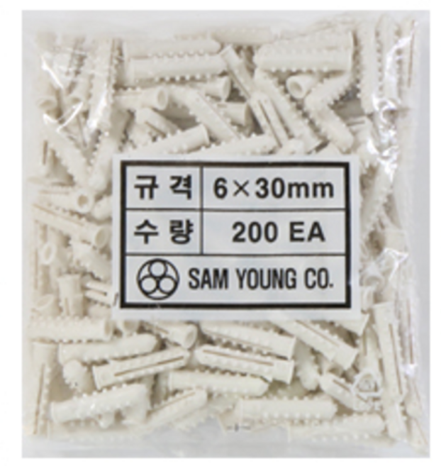 LED앤샵 칼브럭 6X30mm (백색 적색) 칼블럭 플라스틱앙카 스크류, 2.백색, 1개