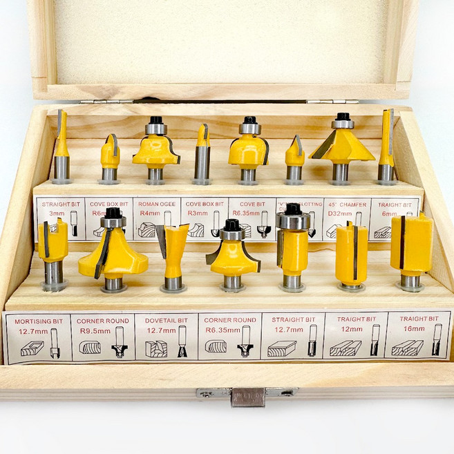 아이베란다 트리머날 비트세트 15개 목공용 샹크 6.35mm RB 규격, 1개