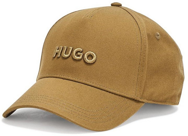 HUGO 남성용 빅 로고 면 야구 모자 브라운스톤 베이지 단일 사이즈, 브리티시 올리브
