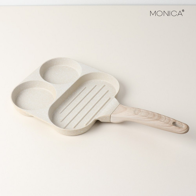 [파격사은품] 모니카 IH 인덕션 에그팬 후라이팬 원형 3구, 1개, 18.5cm