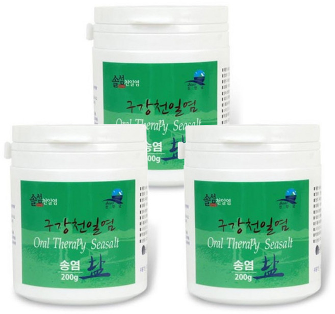 [솔섬 천일염] 솔섬 신안 천일염으로 만든 송염 구강 양치소금, 3세트, 200g