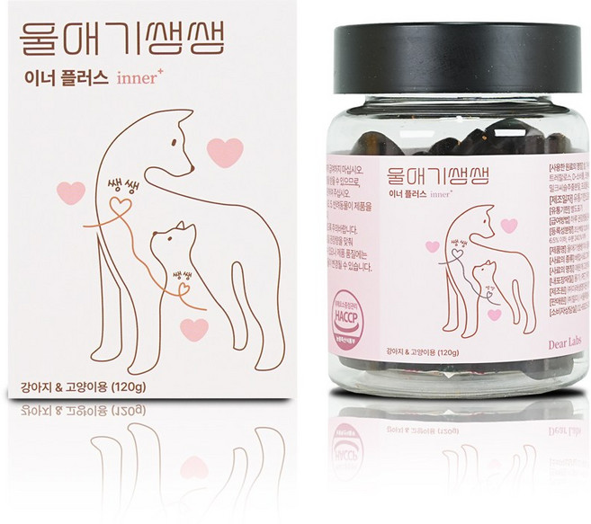 디어랩스 강아지 울애기쌩쌩 이너플러스 기관지 심장 신장 간 영양제, 60정, 종합영양제, 1개