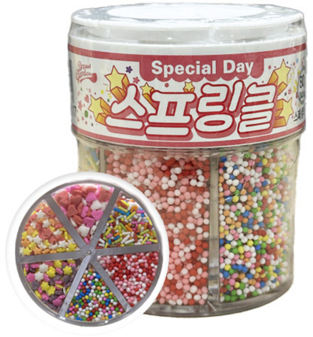 [브레드가든] 스프링클 6종 세트 빼빼로 도넛 쿠키 꾸미기, 80g, 1개