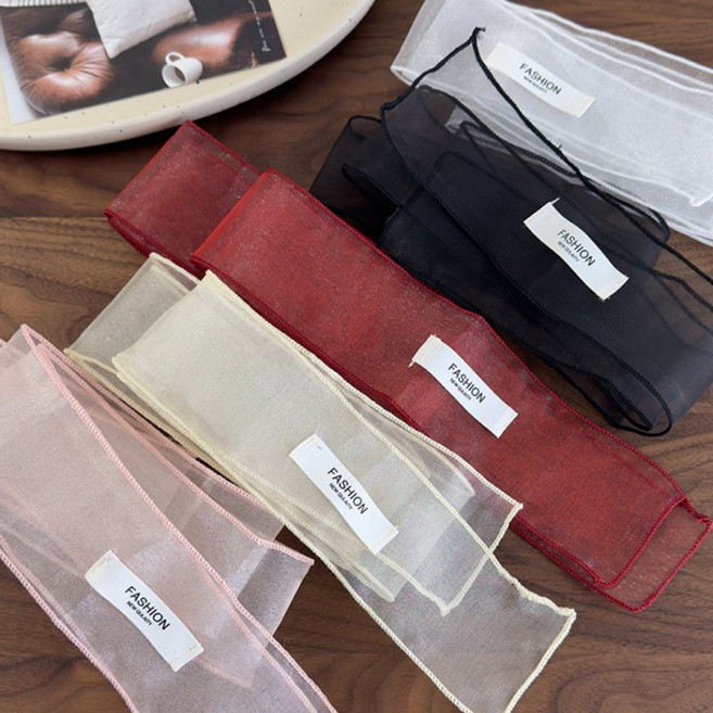 나오유 타이 스카프 슬림 오간자 롱 무지 쁘띠