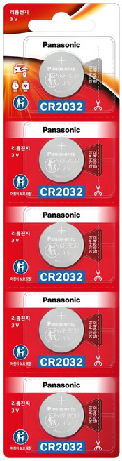 파나소닉 리튬 코인 건전지 배터리 CR2032, 5개입, 1개