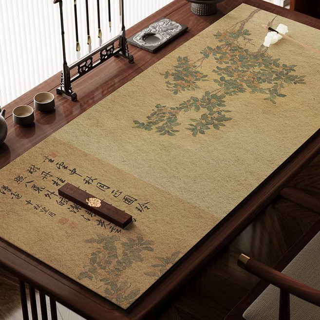 good 式硅藻泥書房書法桌墊中國風書法書桌墊學生毛筆字書法墊墊布, 1個, 中秋金桂-深度硅藻泥吸水吸墨書法墊,40*80釐米 緊密厚實