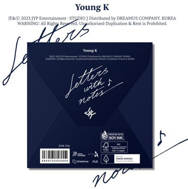 [CD] Young K (DAY6) - Letters with notes [Digipack Ver.] : *[종료] 초도한정 클리어 북마크 + 폴라로이드 포토카드 종료