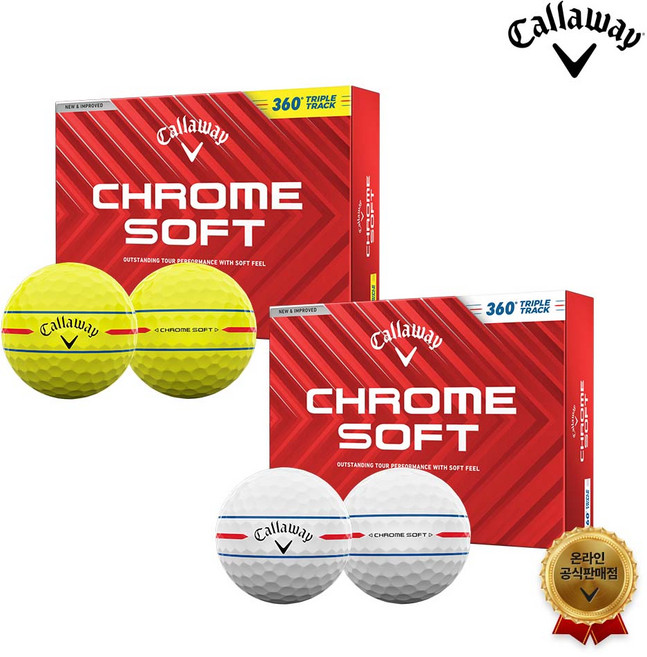 [캘러웨이코리아정품] 24년 신상품 크롬소프트 360 트리플트랙 골프공 (3피스12알), 화이트, 12개입, 1세트
