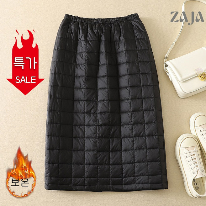 ZAJA 여성 패딩 누빔 스커트 캐주얼 겨울 따뜻한 미디 방한 치마