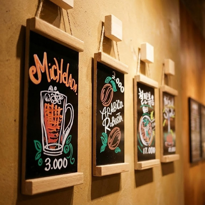 무타공 미니 블랙보드 벽걸이 메뉴판 4p 1set