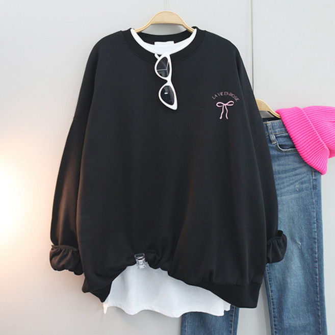 달콩 여성 빅사이즈 롱맨투맨 봄신상 라비프린팅루즈핏맨투맨