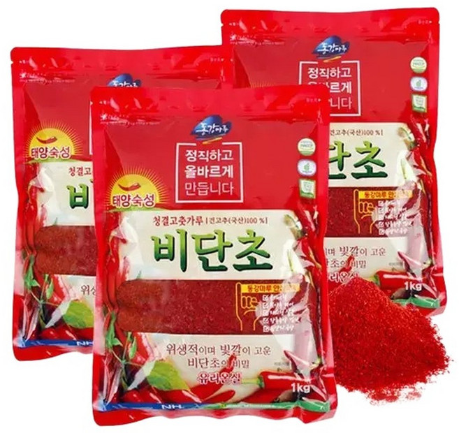 동강마루영월농협동강마루 25년산 햇 청결 고춧가루 비단초 1kgx3팩, 3개, 1kg
