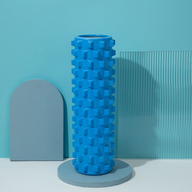 BODY MORE FUN 泡沫滾筒按摩器 200KG高強承重, 45*14cm - 空心狼牙款藍色, 1個