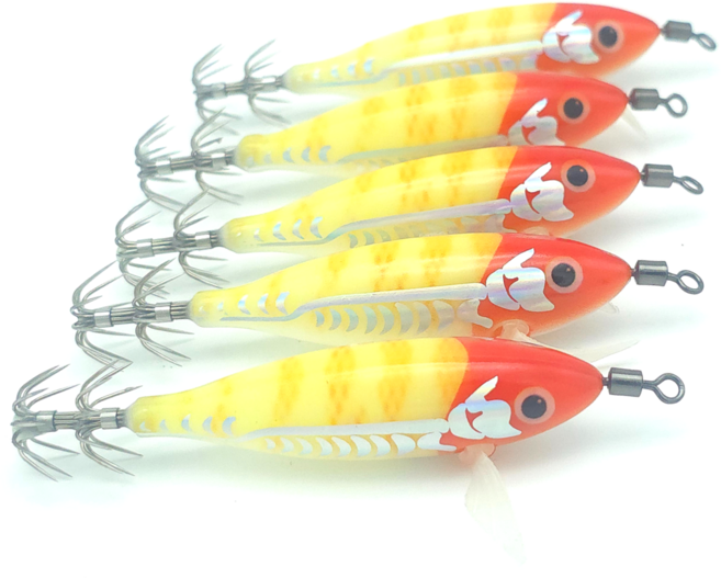 우리문스타 미니 수평 레이저 에기 바디 5.5cm 5종 세트 (쭈꾸미 갑오징어), 5개, 5.6g, 고추노랑타이거