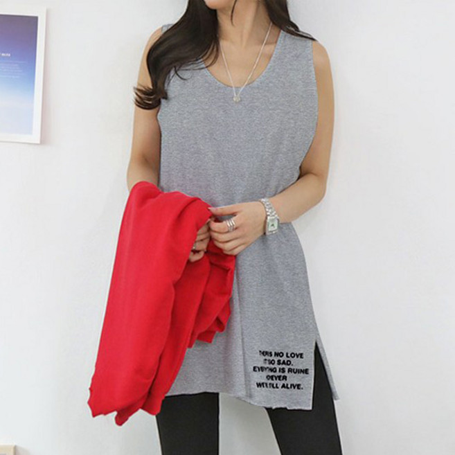 마이쏭 레터링롱나시 민소매 데일리룩 박스티 이너 레이어드