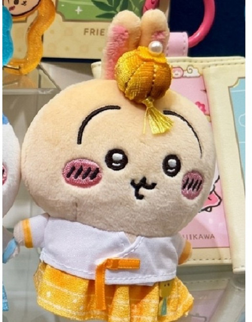 먼작귀 3종 치이카와 한복 인형 키링 가방고리 귀여운 캐릭터 굿즈, 1개, 우사기(옐로우), 12cm