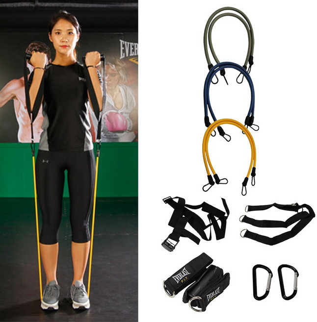 에버라스트 트레이닝 튜빙 밴드 멀티 서스펜션 트레이너, 블랙 그레이 블루 옐로우, 1개